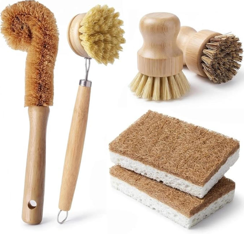 6 PCS Bamboo Dish Brush Set -  - đánh giá và giá Substrate Coconut Fiber